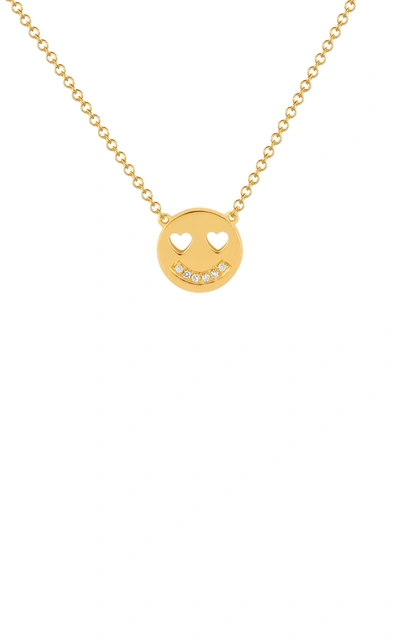 Shop Ef Collection Women's Smiley 14k Yellow Gold Diamond Necklace