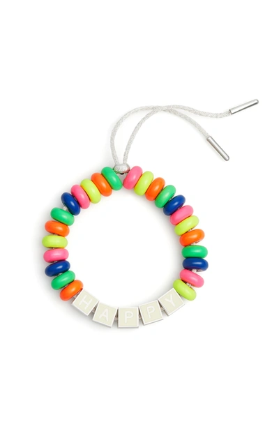 Shop Lauren Rubinski Women's Rainbow Enamel Happy Bracelet In Multi