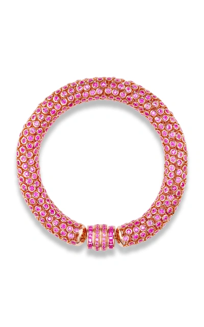 Shop Gemella Jewels Dancing Queen 18k Rose Gold Sapphire Bracelet In Pink