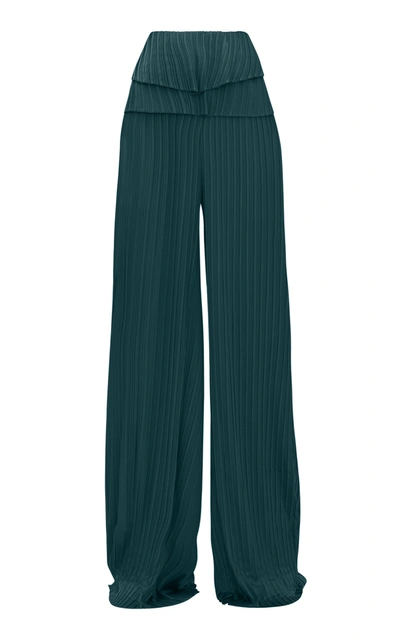 Shop Andrea Iyamah Women's Linea Ribbed Wide-leg Pants In Green