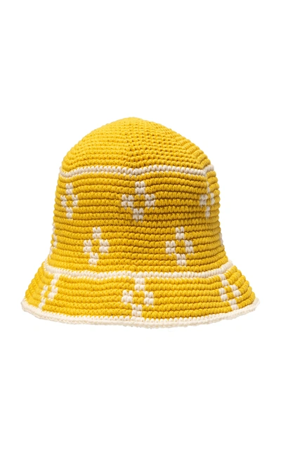 Shop Memorial Day Crochet Floral Bucket Hat In Yellow