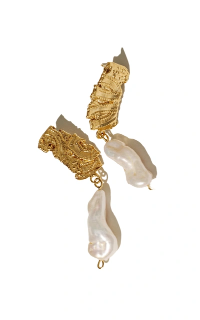 Shop Pamela Card Women's Filigree Divine Gold-plated Pearl Drop Earrings