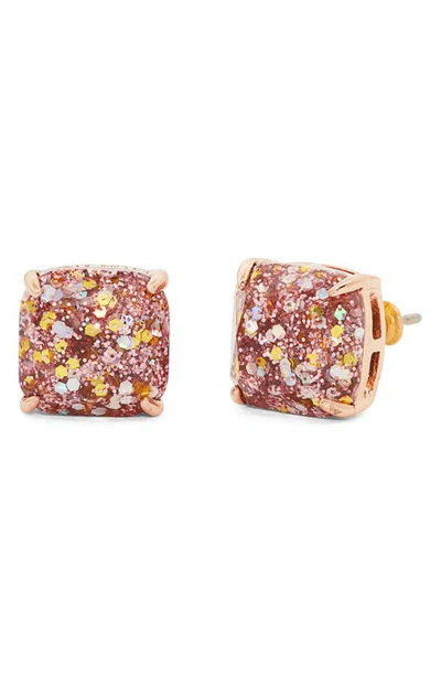 Shop Kate Spade Mini Small Square Stud Earrings In Rose Gold
