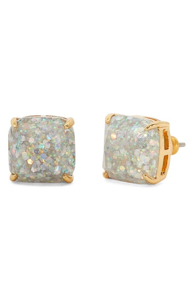 Shop Kate Spade Mini Small Square Stud Earrings In Opal