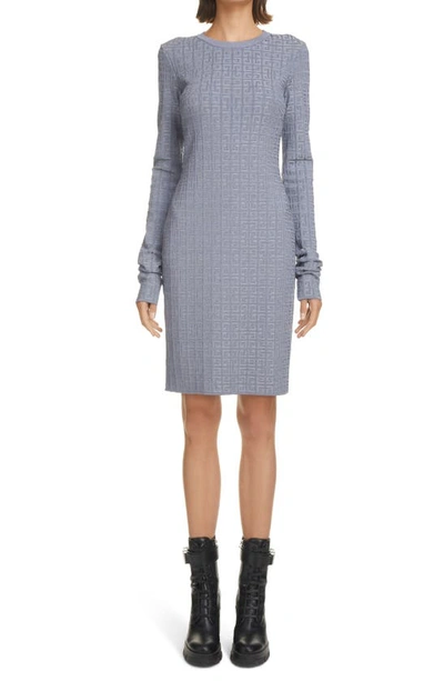 Shop Givenchy 4g Logo Long Sleeve Dress In Mineral Blue