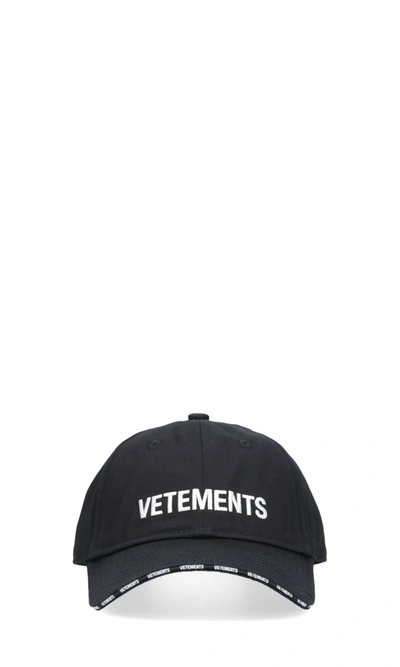 Shop Vetements Logo Cap In Black