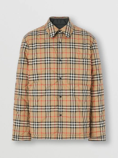 Shop Burberry Check Thermoregulated Reversible Overshirt In Black