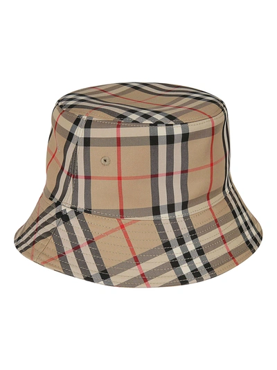 Shop Burberry Checked Bucket Hat In Archive Beige