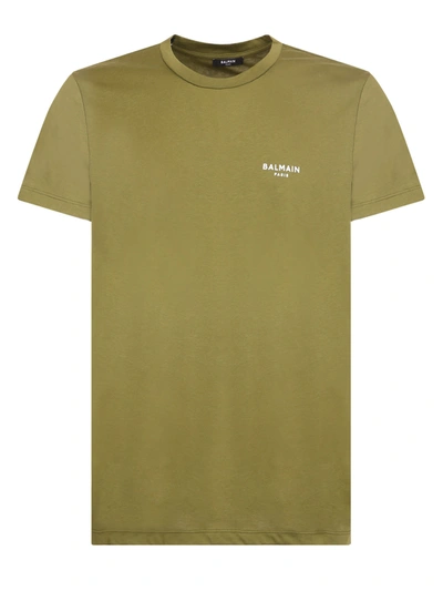 Shop Balmain Cotton T-shirt In Green