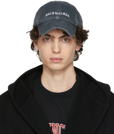 Balenciaga Embroidered Logo Organic Cotton Baseball Cap In Black | ModeSens