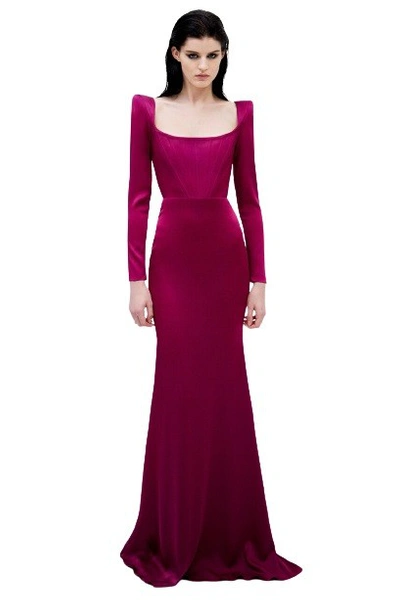 Shop Alex Perry Brant Satin-crepe Gown In Red