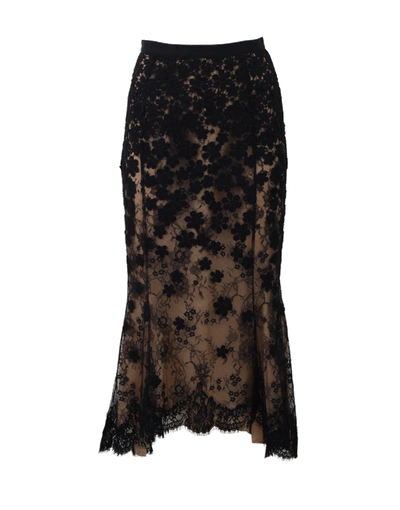 Oscar De La Renta High-low Lace Skirt In Black