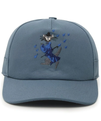 Shop Canali Light Blue Embroidered-logo Cap