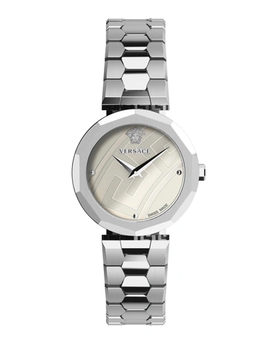 Shop Versace Idyia Stainless Steel Watch In Clear
