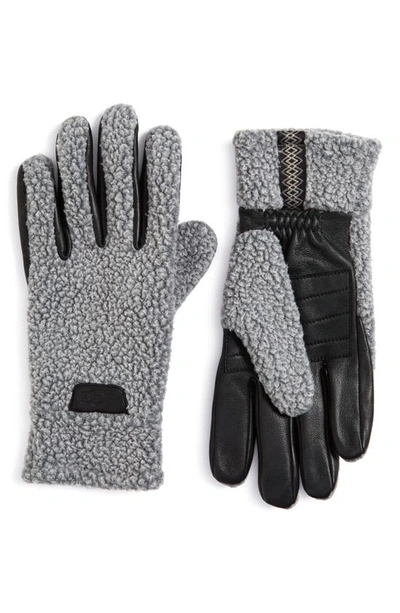 Shop Ugg Stretch Palm Fleece Gloves In Metal