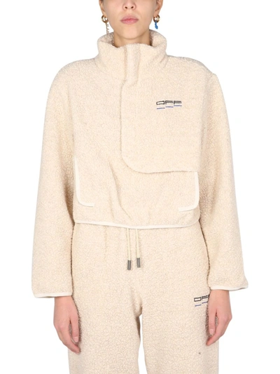 Shop Off-white Women's Beige Polyester Outerwear Jacket