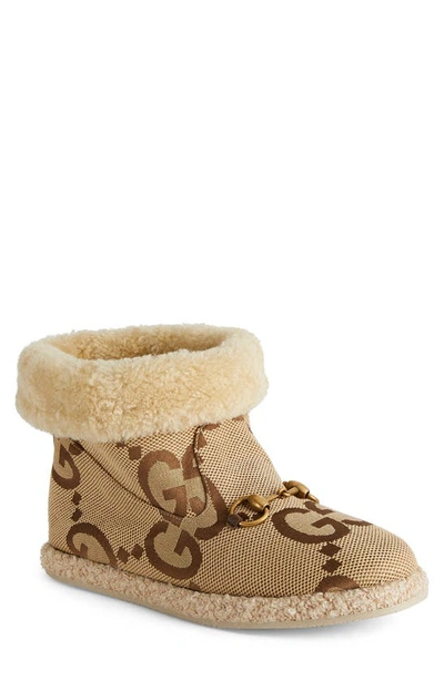 Gucci Women's Ankle Boot With Horsebit In Beige | ModeSens