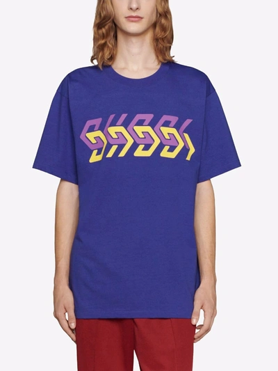 Shop Gucci T-shirt  Mirror In Blue