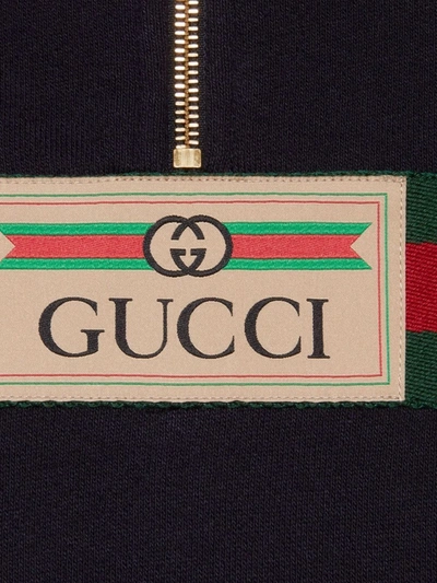 Shop Gucci Felpa Con Nastro Web Ed Etichetta  In Blue