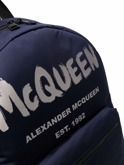 Shop Alexander Mcqueen Mcqueen Graffiti Metropolitan Backpack In Blue