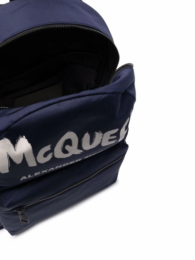 Shop Alexander Mcqueen Mcqueen Graffiti Metropolitan Backpack In Blue