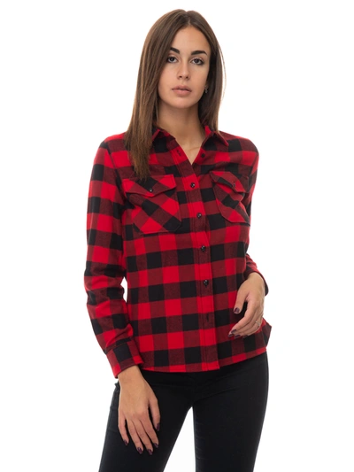 Shop Woolrich Pemberton Buffalo Shirt Blouse Rosso-nero Cotton Woman In Red