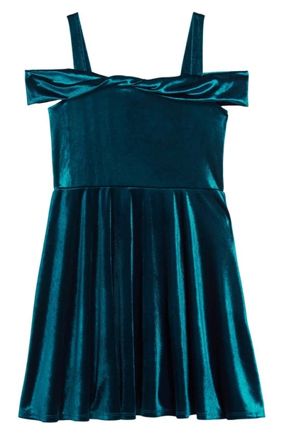 Shop Ava & Yelly Marlyn Twist Front Velvet Dress In Teal