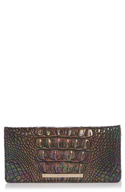 Shop Brahmin Ady Croc Embossed Leather Wallet In Black Pearl