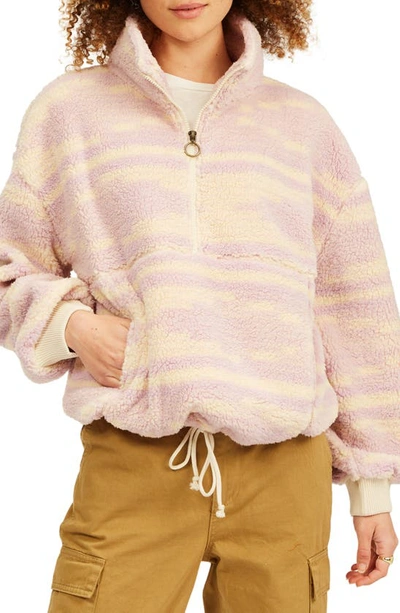 Shop Billabong Time Off Faux Fur Half Zip Pullover In Lit Up Lilac