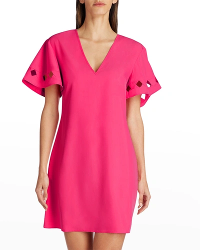 Shop Valimare Santorini Butterfly-sleeve Mini Dress In Hot Pink