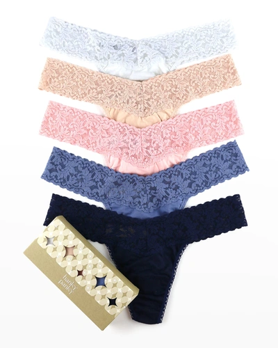 Shop Hanky Panky Cotton Low-rise Thongs Boxed 5-pack In Multi