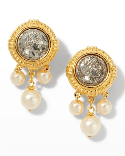 Shop Ben-amun Roman Pearl Drop Earrings In Multi