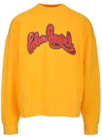 Shop Palm Angels Logo Printed Sweatshirt In Yellow