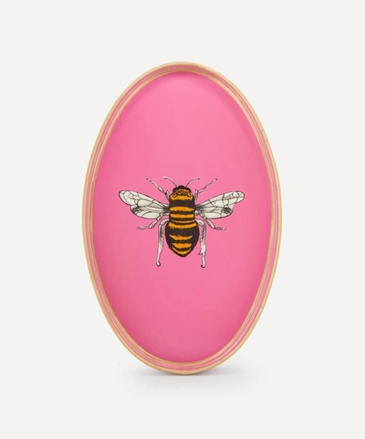 Les Ottomans Fauna Hand-painted Iron Tray In Pink