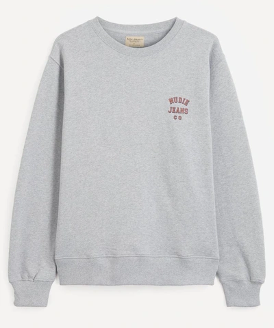 Shop Nudie Jeans Frasse Logo Sweatshirt In Grey Melange