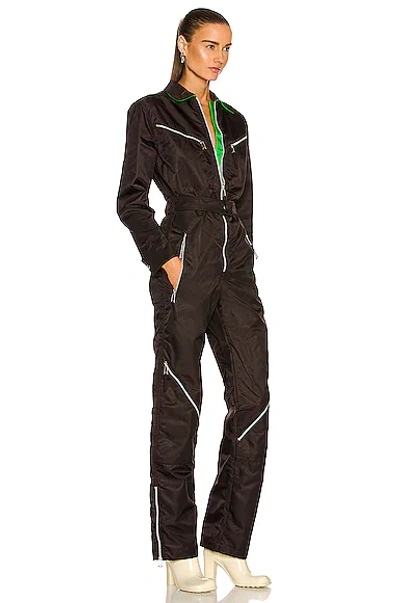 Shop Bottega Veneta Nylon Long Jumpsuit In Fondant