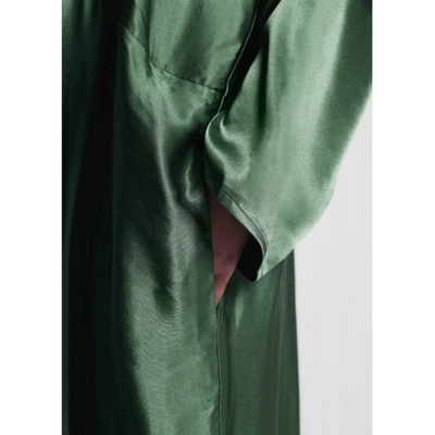 Shop Asceno Rhodes Forest Green Bamboo Satin Maxi Dress In Printed