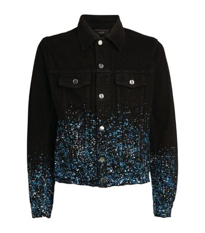 Shop Amiri Crystal Painter Denim Jacket In Black
