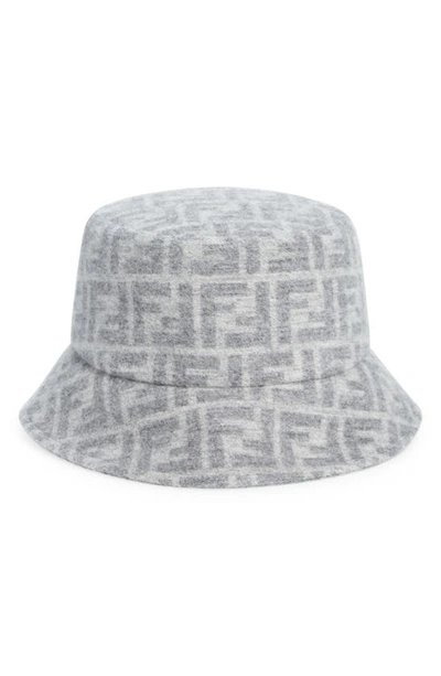 Shop Fendi Ff Jacquard Wool & Silk Bucket Hat In Grigio