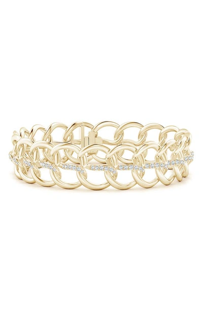 Shop Natori Fine Jewelry Yin Yang Diamond Curb Chain Bracelet In Yellow Gold