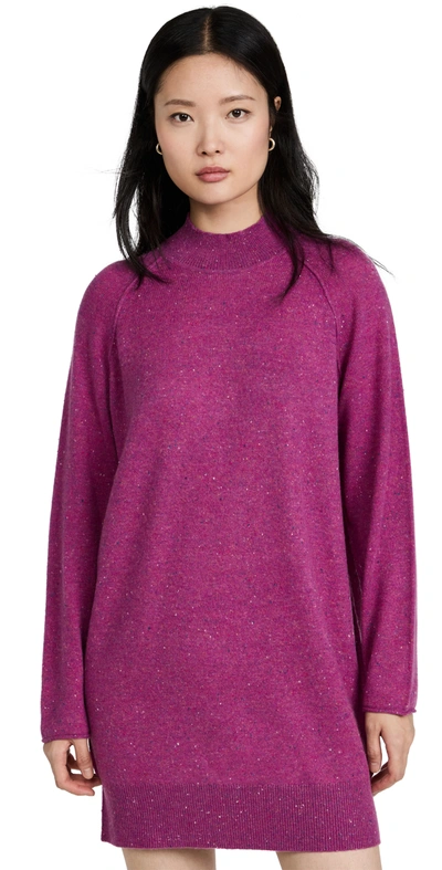 Shop Atm Anthony Thomas Melillo Cashmere Donegal Mock Neck Sweater Dress In Amethyst Donegal