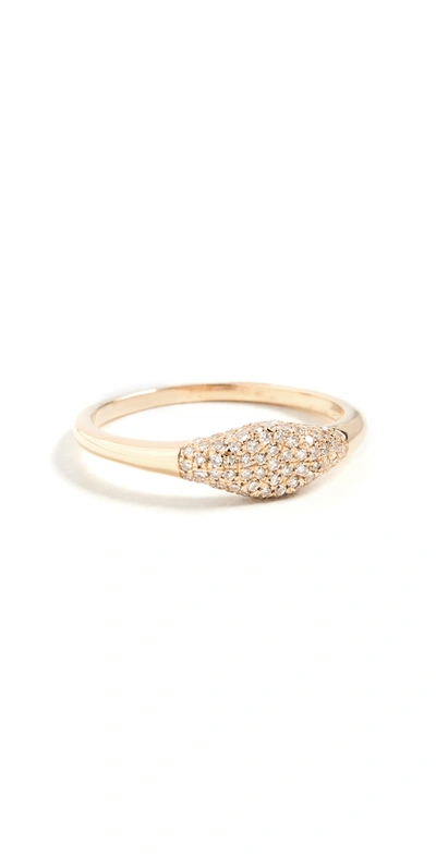 Shop Stone And Strand Sparkle Mini Signet Ring In 10k Yellow Gold/ White Diamond