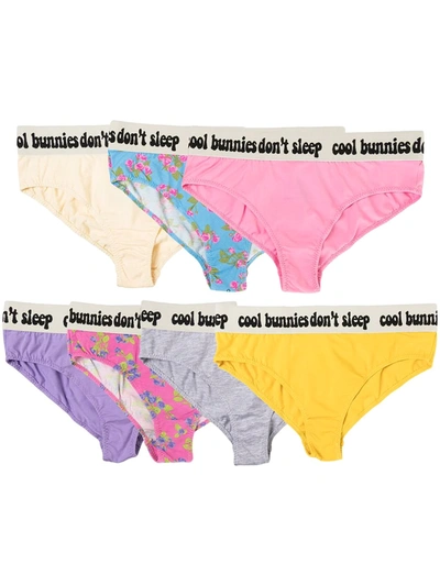 Shop Natasha Zinko F Off Panties Set Of Seven In Multicolour