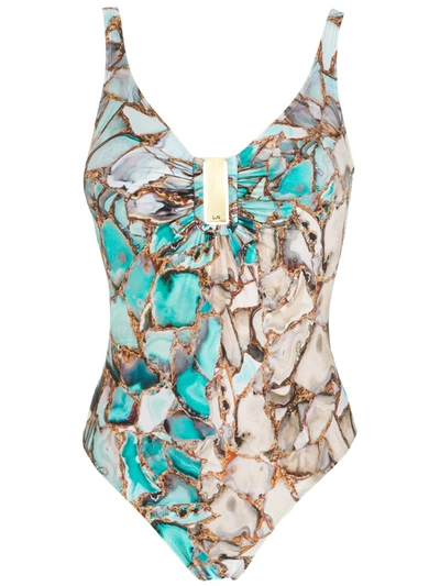 Shop Lygia & Nanny Mirassol Gemstone-print Swimsuit In Blue