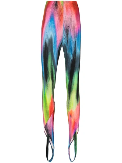 Shop Attico Jamie Abstract-print Leggings In Blue