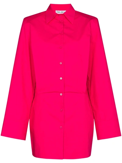 Shop Attico Wide-sleeve Cotton Shirt Dress In Pink
