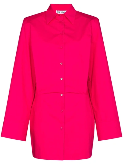 Attico Wide-sleeve Cotton Shirt Dress In Pink