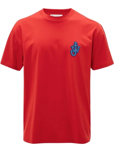 Shop Jw Anderson Anchor Logo-patch T-shirt In Orange