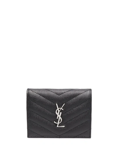 Shop Saint Laurent Quilted Leather Wallet In Black