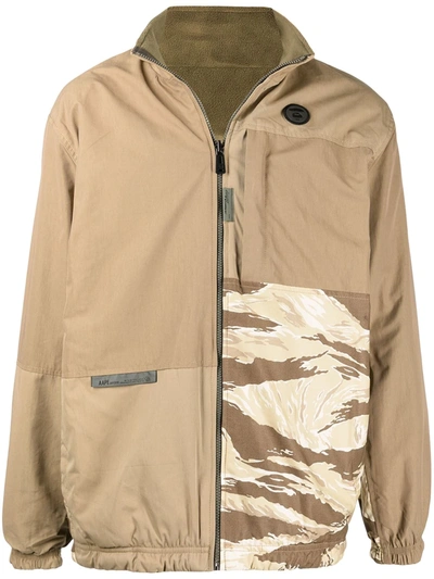 Shop Aape By A Bathing Ape Camouflage-print Zip-up Jacket In Brown